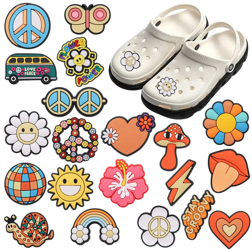 Peace Love Flower Croc Charms