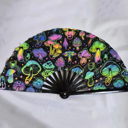 Folding Bamboo Fan - Colorful Rave Fans Vibrant