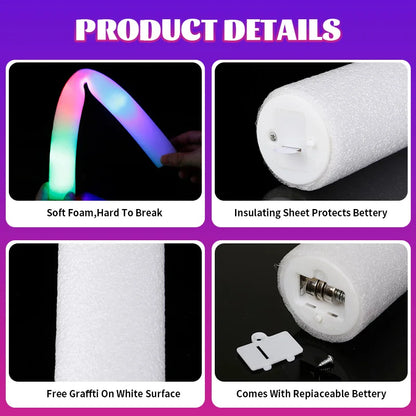 LED Glow Sticks Bulk Colorful RGB Glow Foam Stick