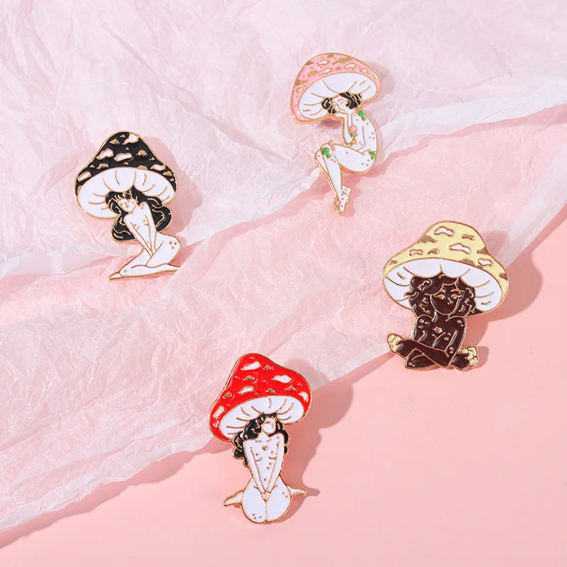 Mushroom Woman Pin