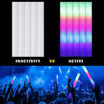 LED Glow Sticks Bulk Colorful RGB Glow Foam Stick