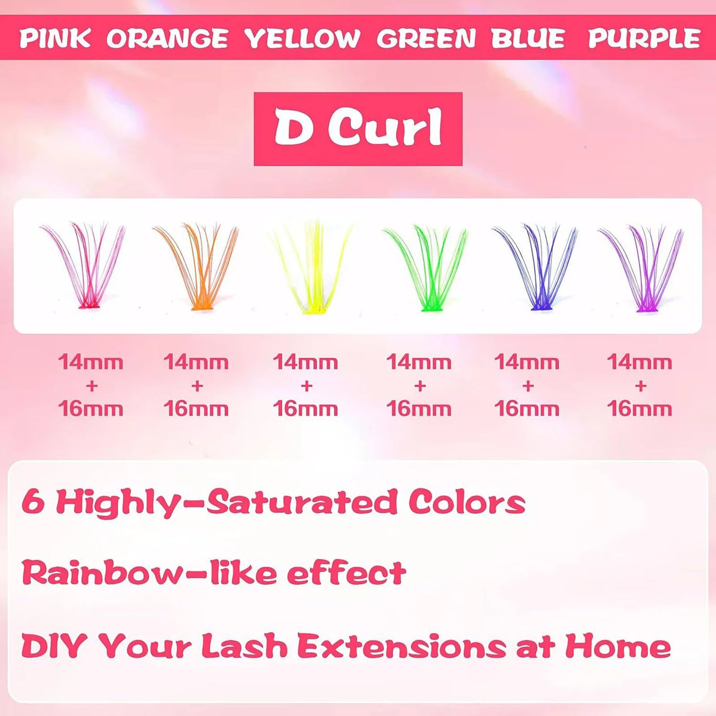 14-16mm D Curl Colorful Lash Clusters