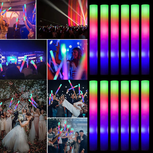 LED Glow Sticks Bulk Colorful RGB Glow Foam Stick