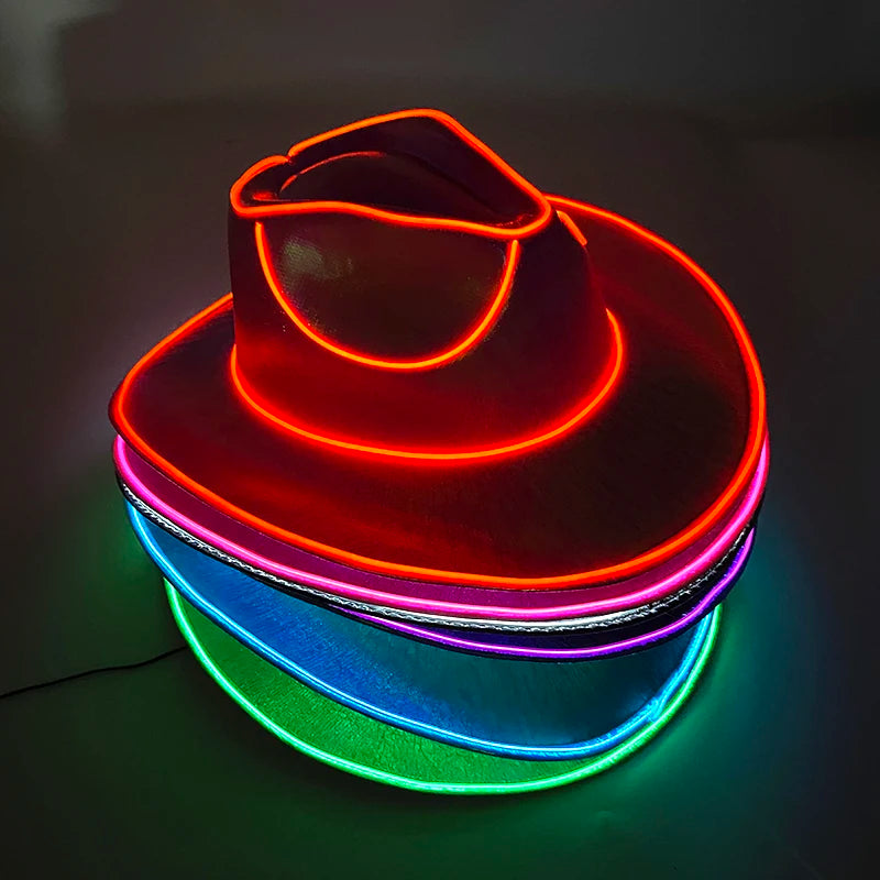 Rave Glowing Light Up Cowboy Hat LED