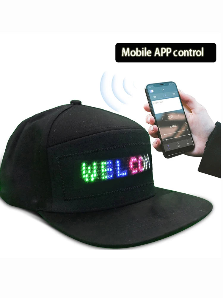 LED Customizable Hat with Bluetooth Control and Mobile App.