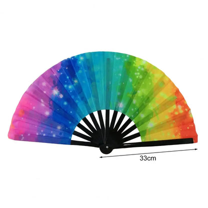 Folding Bamboo Fan - Colorful Rave Fans Vibrant